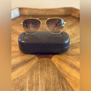 LOUIS VUITTON Damier Canvas Gold Metal Aviator Sunglasses E0068